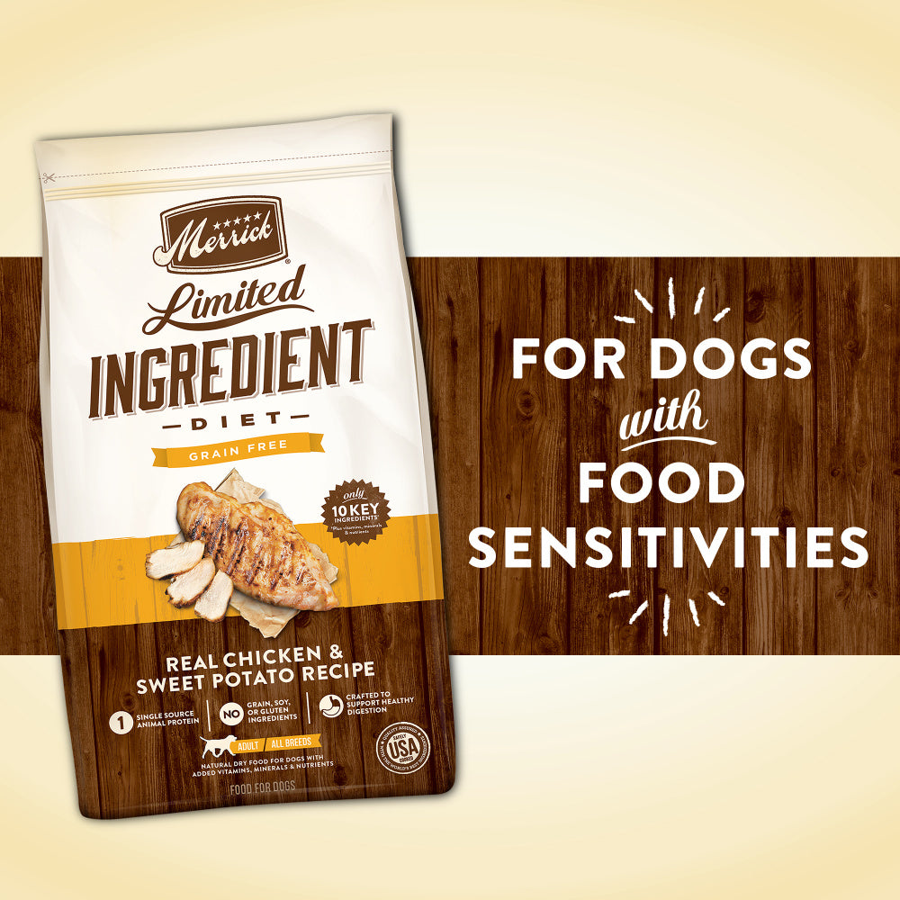 Merrick Premium Grain Free Dry Adult Dog Food Wholesome And Natural Kibble With Real Chicken And Sweet Potato